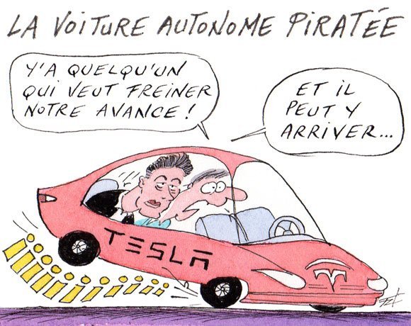 Dessin: Des voitures Tesla sensibles aux piratages